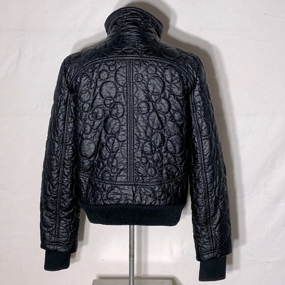VERO Moda Black Faux Leather Circle Quilted Mock Neck Jacket M - Picture 4 of 14